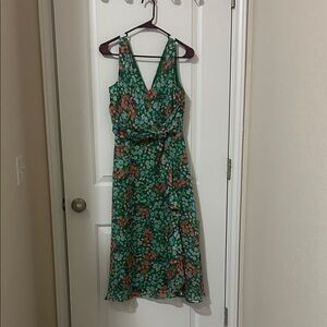 Kensie Green Floral Midi Wrap Dress